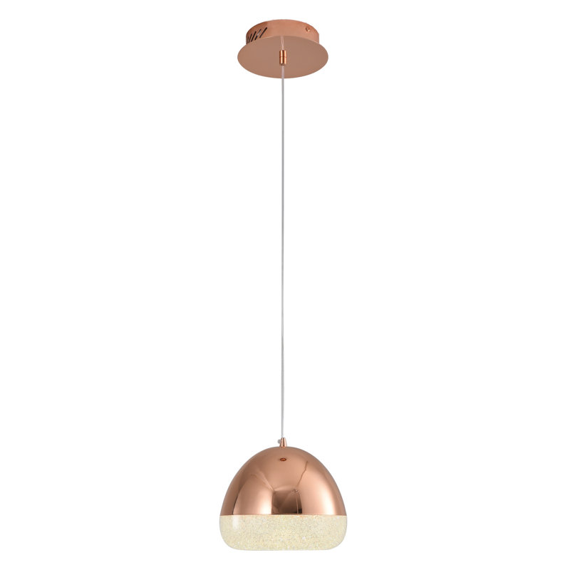 Morella 1 - Light LED Dome Pendant, Pink Gold