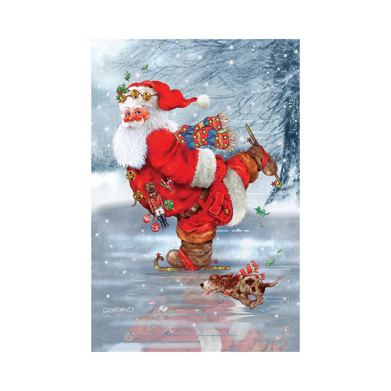 Skating Santa by Giordano Studios - Wrapped Canvas Painting, 66.04 cm H x 45.72 cm W x 1.91 cm D