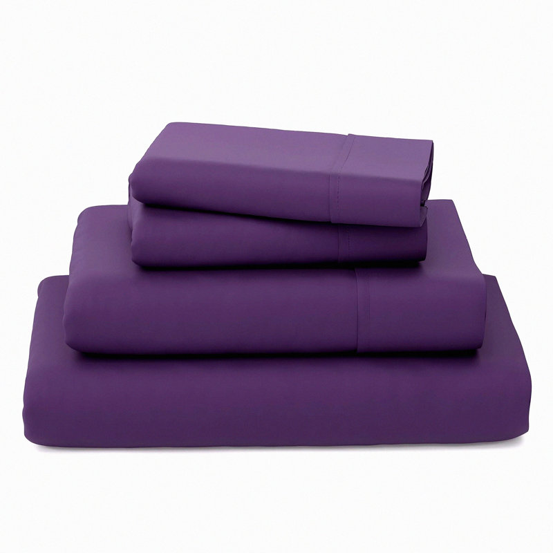 CoolBamboo Silky Soft Luxury Sheets - Breathable & Cooling 5-Piece Bedding Set with Deep Pockets - Rayon Blend, Purple