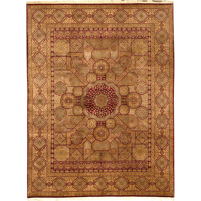 Tapis rouge et rouge noué à la main de haute qualité