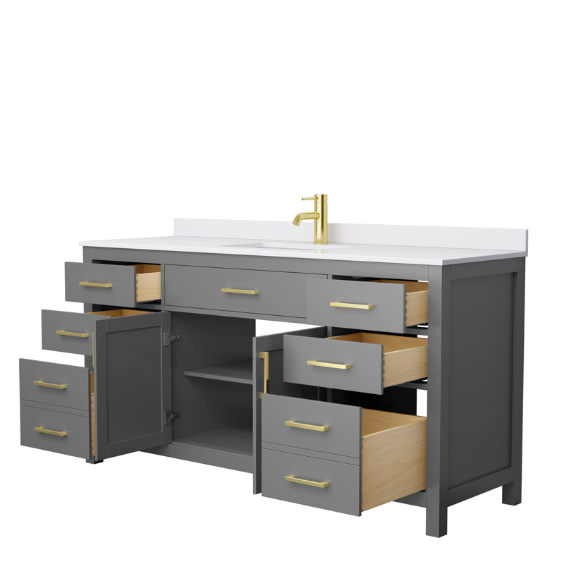 Beckett 66" Gray Freestanding Single Bathroom Vanity with Cultured Marble Top