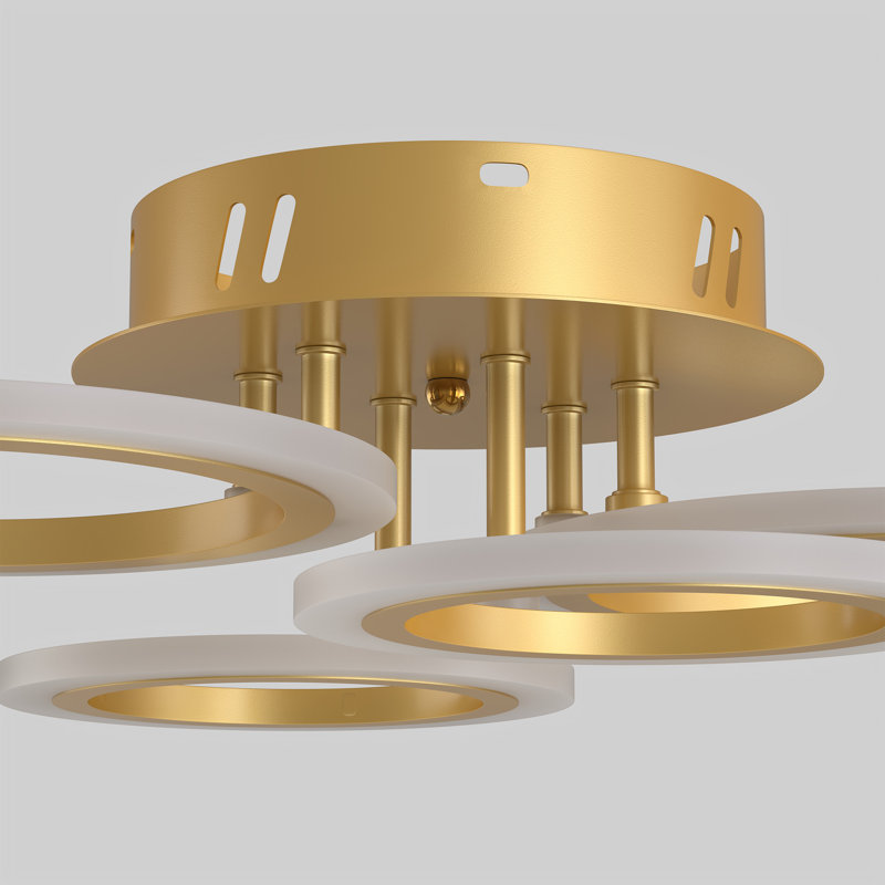 4 - Light 4000K Modern Geometric Semi Flush Mount Ceiling Light, Gold, 4