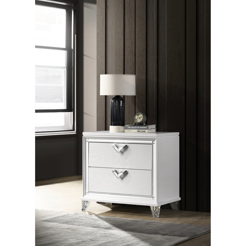 Chambre 2 - Table de chevet avec poignées à DEL en forme de V - Design moderne et pour la décoration