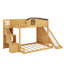 Lit simple superposé au dessus d'un lit double avec escalier de rangement, tablette, glissade et garde-robe-1044033155