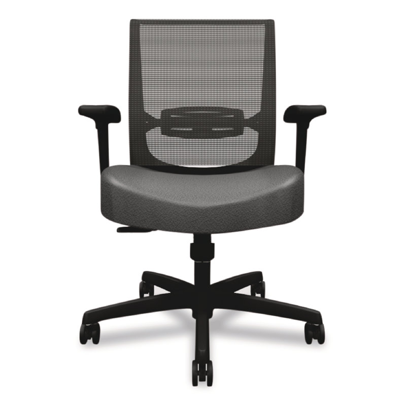Black Mesh Adjustable Arms Mid-Back Task Chair