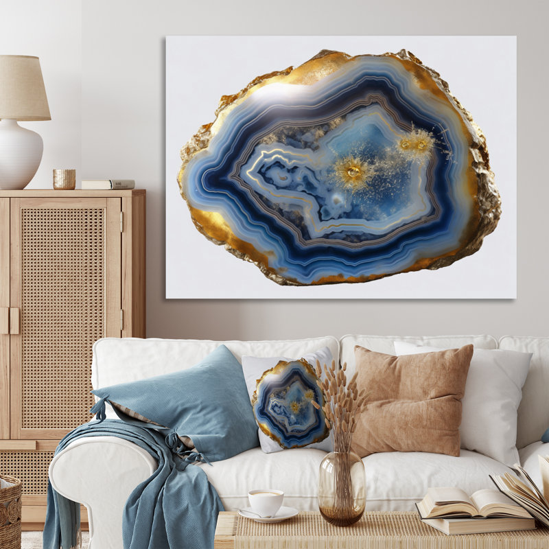 Geode Gems II - Stone Geode, art mural, H 30 po x l 40 po, Toile tendue