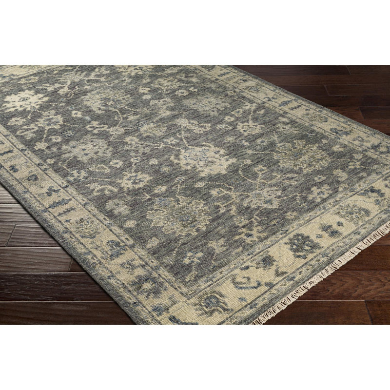 Biscayne Hand Knotted Wool Ikat Area Rug in Gray