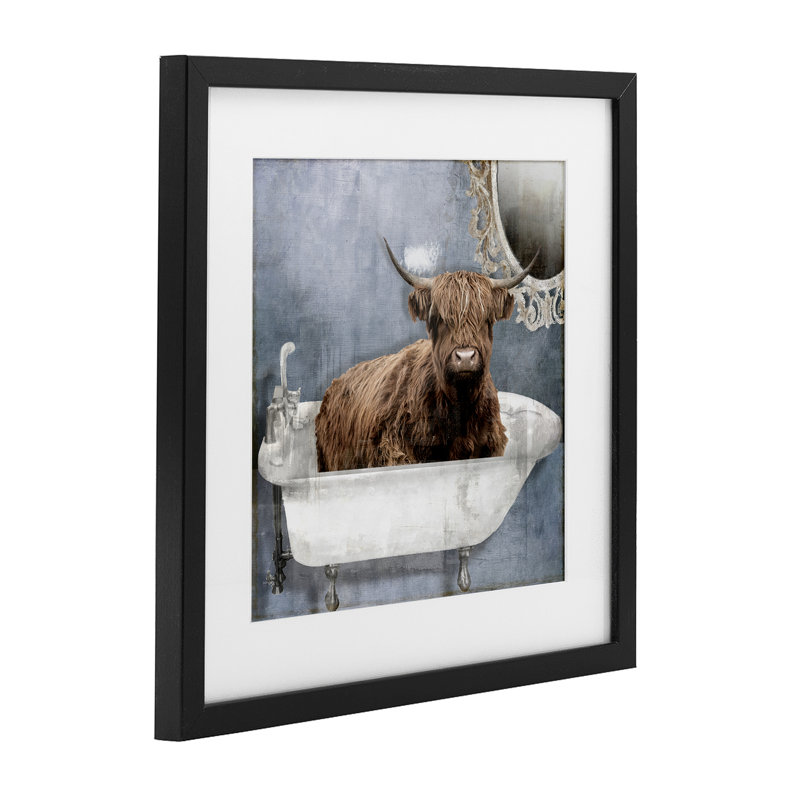 Reproduction sous verre encadrée Le Bain Bleu, par Sophie 6, H 13 po x l 13 po, Cadre noir minuit