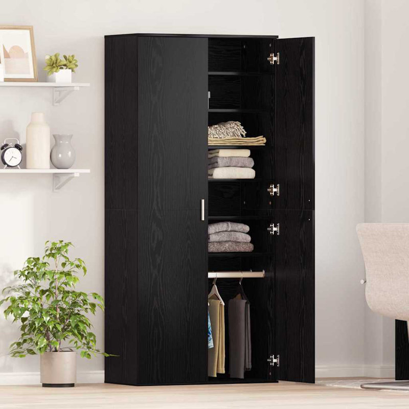 Highboard With Shelf 80 X 39 X 178 Cm Engineered Wood, Black Oak