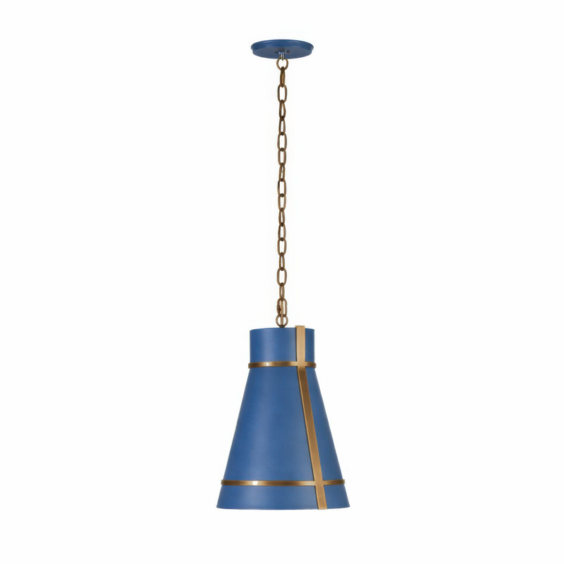Brasserie 1-Light Mini Pendant, French Blue/Heritage Bronze