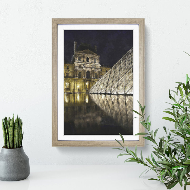 The Louvre in Paris Vol.1 Painting - Picture Frame Graphic Art, 36cm H x 27cm W x 2cm D, Oak