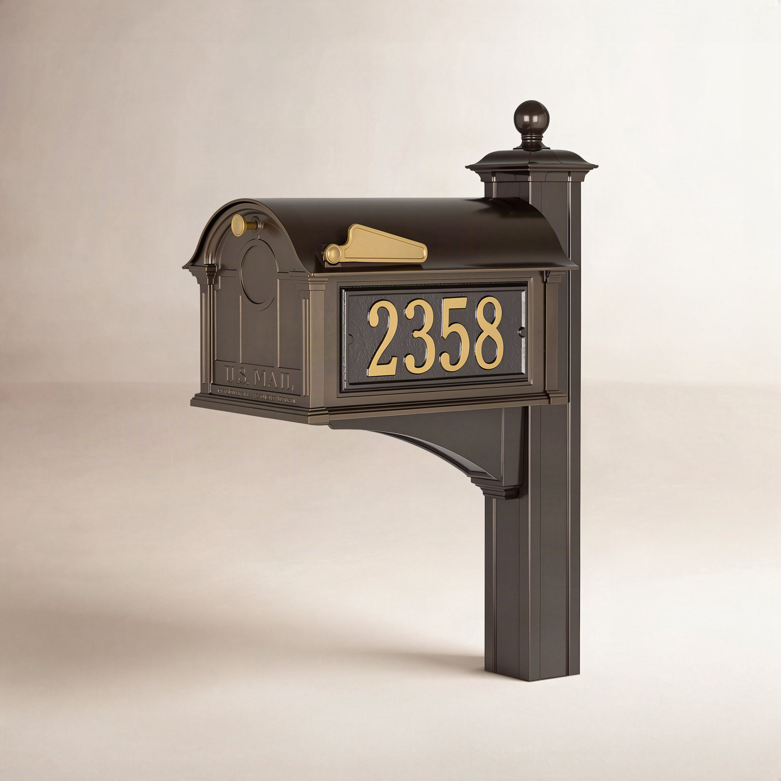Personalized Post-Mounted Mailbox, Bronze, Yes