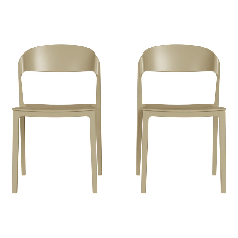 Ensemble de 2 chaises de patio empilables, Beige