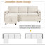 Beige en forme de L avec tiroirs de rangement, poches latérales, méridienne réversible à tasse et à ports, siège confortable, ports-696427025
