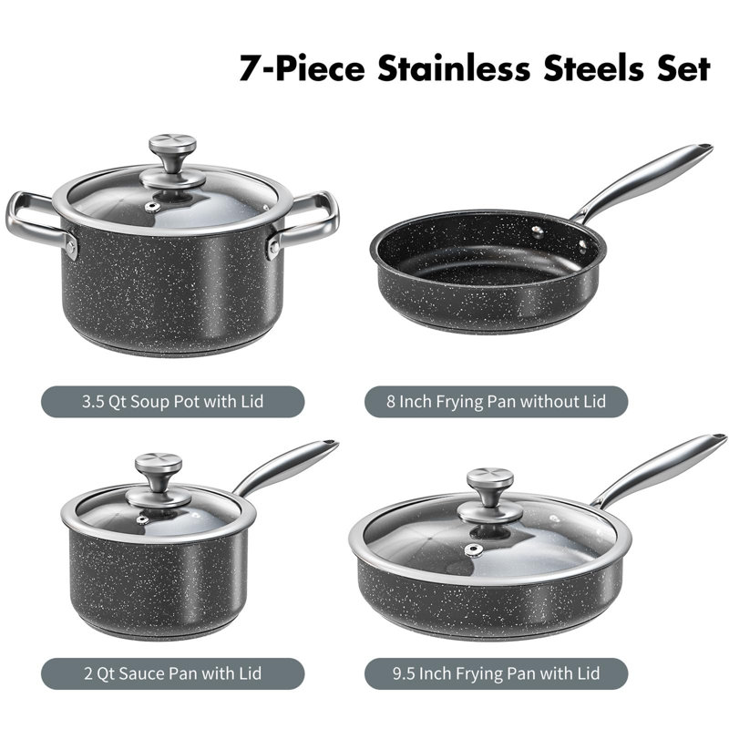 Vesely 7 - Piece Stainless Steel Cookware Set