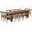 Aylar Rustic Folding Farm Table Set with Cross Back Chairs and Cushions-15992608-88932464