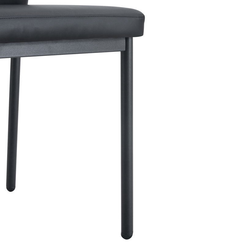 Ensemble de table de salle à manger 87 pouces en bois avec chaise rembourrée en similicuir, Noir, 9 pièces : table, 8 chaises