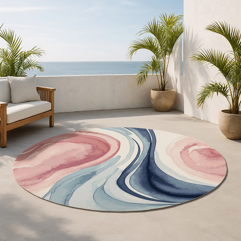 Tapis intérieur et extérieur Blossom Tide, Rond 5 pi