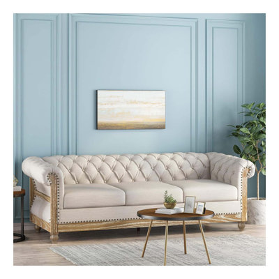 Mirod Comfy 3-Seat Sofa with Wooden Legs, Retro Style for Living Room