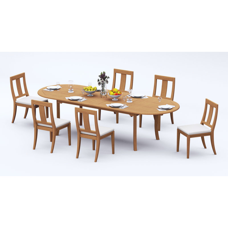 9 Pcs Grade-A Teak Wood Dining Set: 94" Double Extension Oval Table And 8 Osborne Armless Chairs #11OS2200, 6
