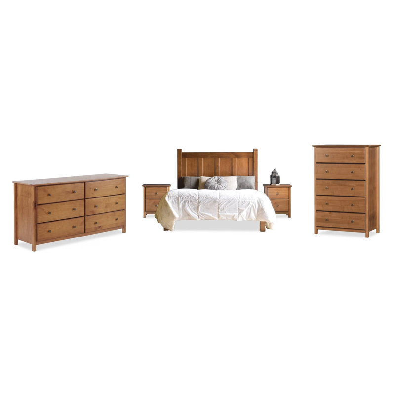 Ensemble de chambre à coucher Shaker (5 pièces), Très grand, Noyer