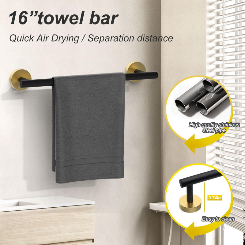 Wall Towel Rack, Black/Gold