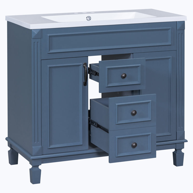 Meuble-lavabo de 36 pouces avec lavabo intÃ©grÃ©, Bleu