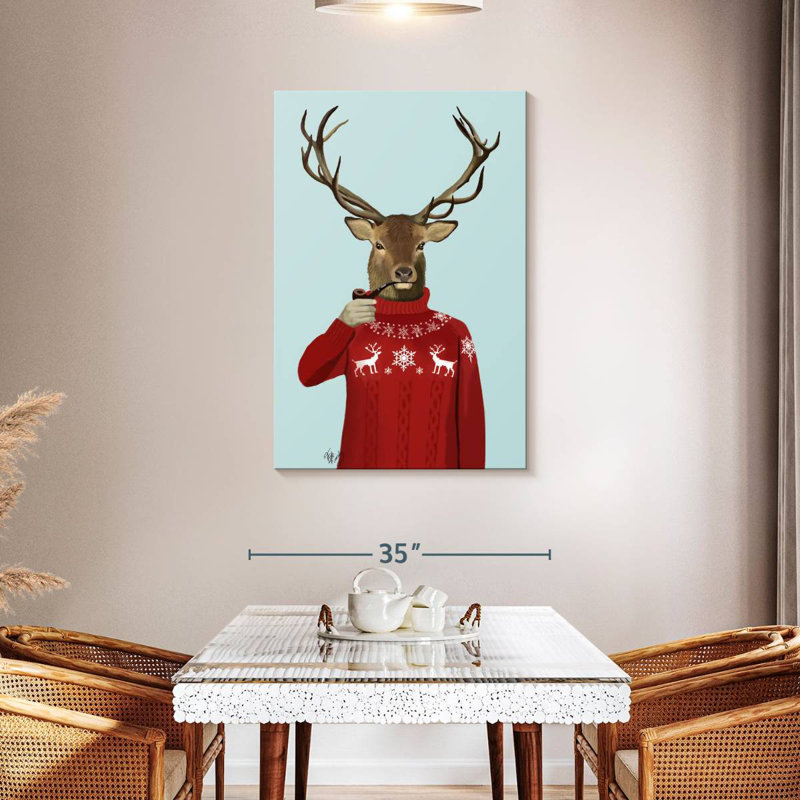 Brampt Deer In Ski Sweater, 45" H x 30" W