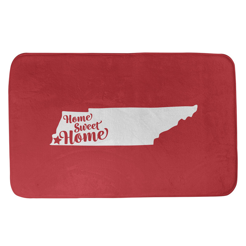 Tapis rectangulaire antidérapant pour salle de bain, L 21 po x L 34 po, Orange, Home Sweet Tennessee