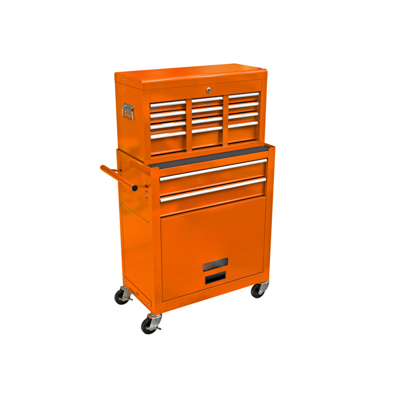 Rangement à outils roulant avec 8 tiroirs et fabrication stable - Fixation pour armoire mobile orange, Orange
