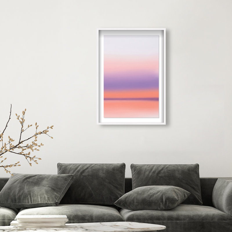 Peach Coastline Print by Oliver Gal, 16.5"H x 11.5"W, White Shadowbox