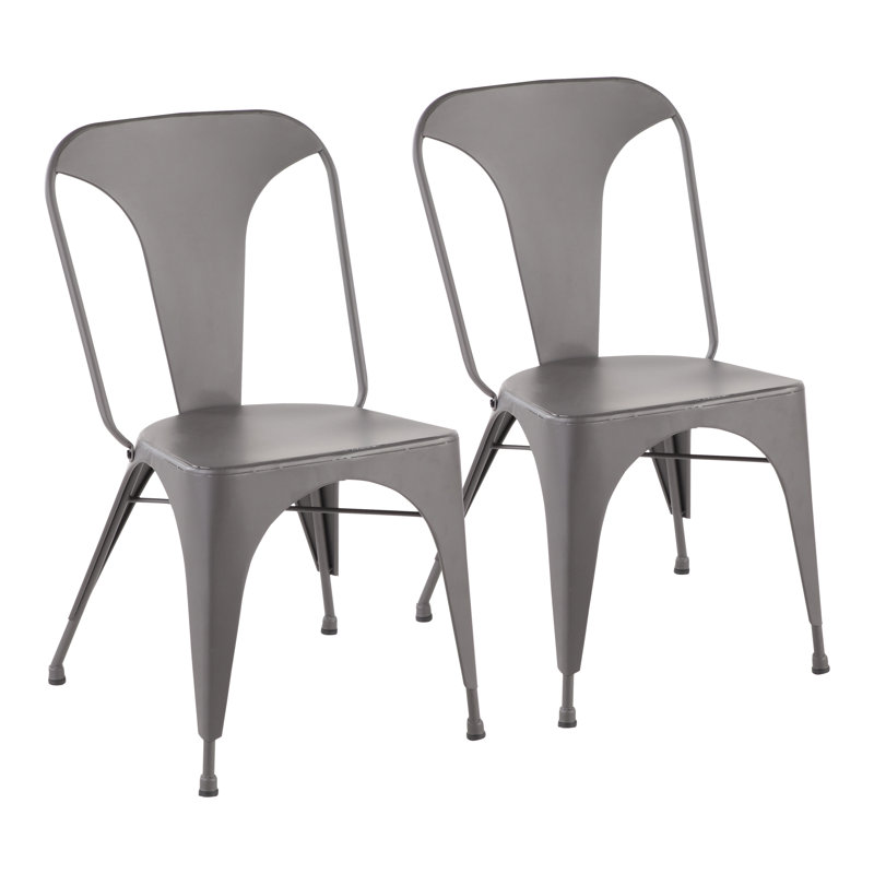 Marie Metal Stackable Side Chairs, Gray