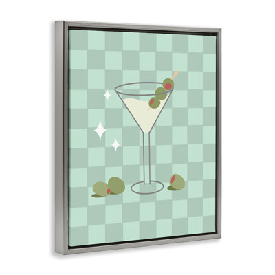 «Chequered Dirty Martini», art mural encadré noir sur toile flottante par Anna Quach