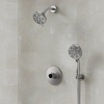 Dual-Function Shower Faucet System, Showerhead and Hand Shower with 5 Spray Settings