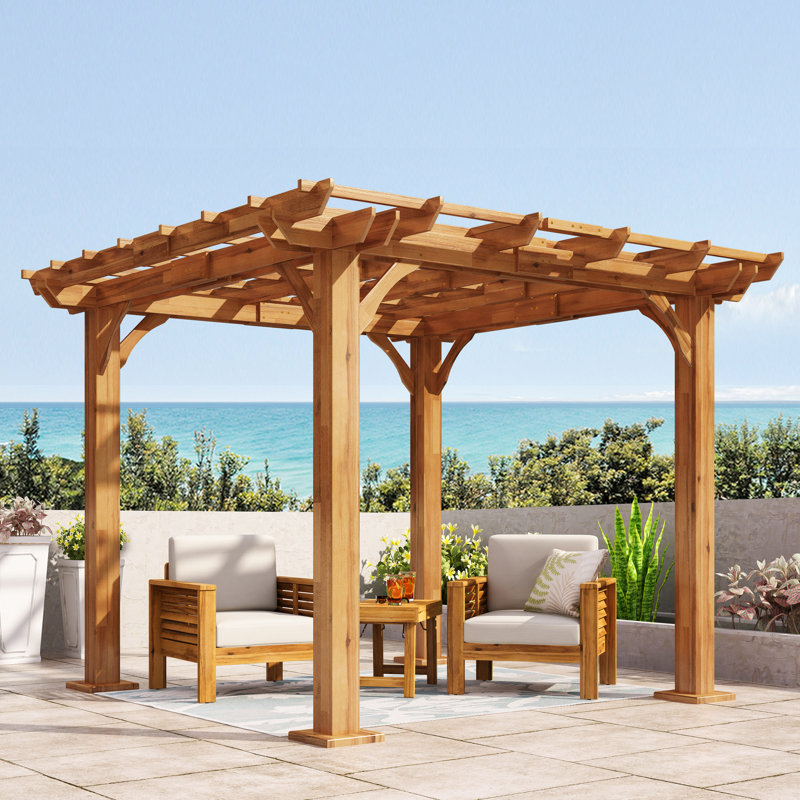 Teak Acacia Wood 10' x 10' Outdoor Pergola