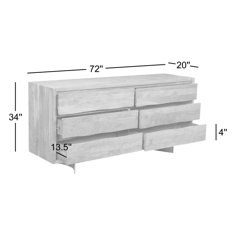 Sahera 6 - Drawer Solid Wood Dresser