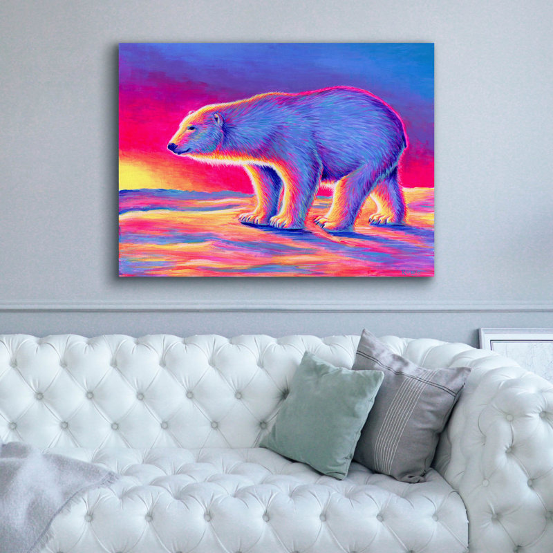 «Epic Graffiti», coucher de soleil, ours polaire par Rebecca Wang, toile d'art 24 po x 20 po, H 40 po x l 54 po x P 1,5 po
