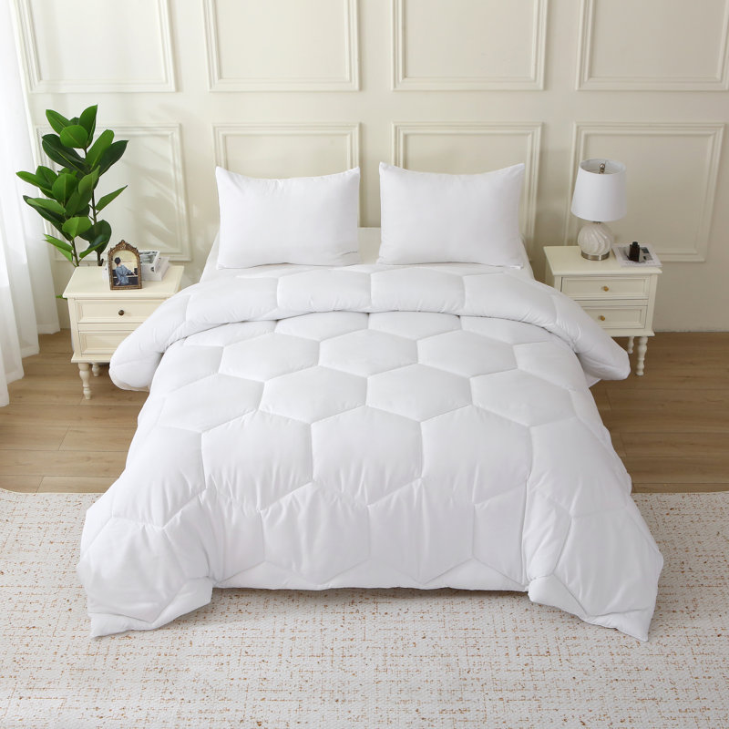 Ensemble d'édredon surdimensionné en microfibre Better Style Home, Édredon pour grand lit + 2 taies décoratives, Blanc