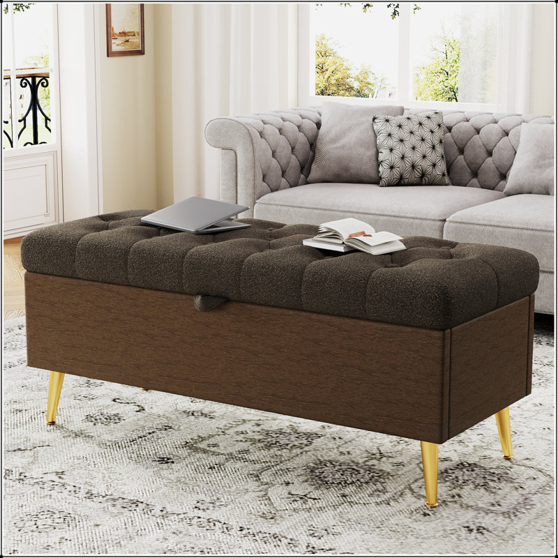 Banc de rangement avec repose-pieds Modern, Café