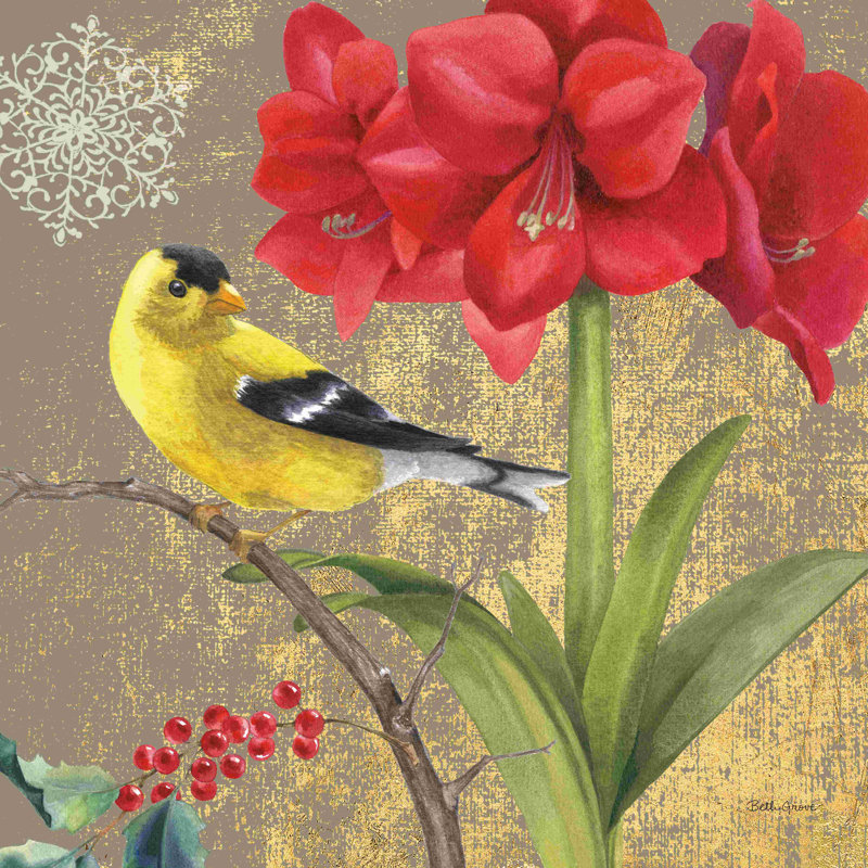 Collage de chardonneret oiseaux d'hiver, H 30 po x l 30 po