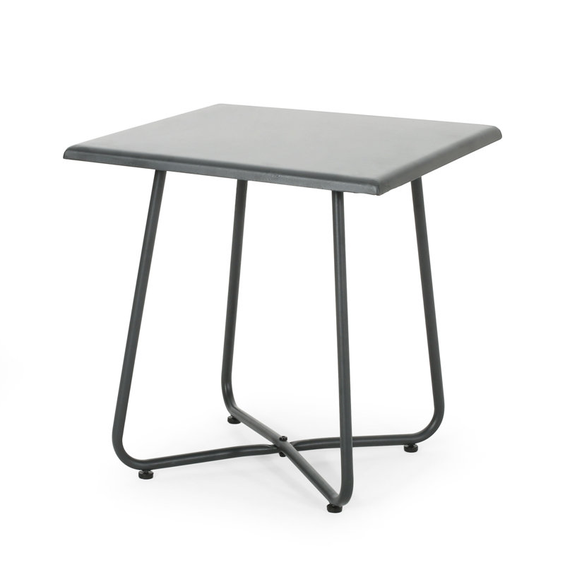 Modern Side Table With Bold Straight Legs And Steel Construction A Iron Base Complementing Flair, Grey
