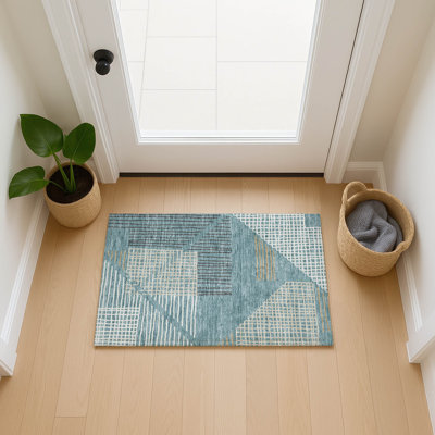 Machine Washable Indoor/Outdoor Hovey ACN2270 Stripes Rug