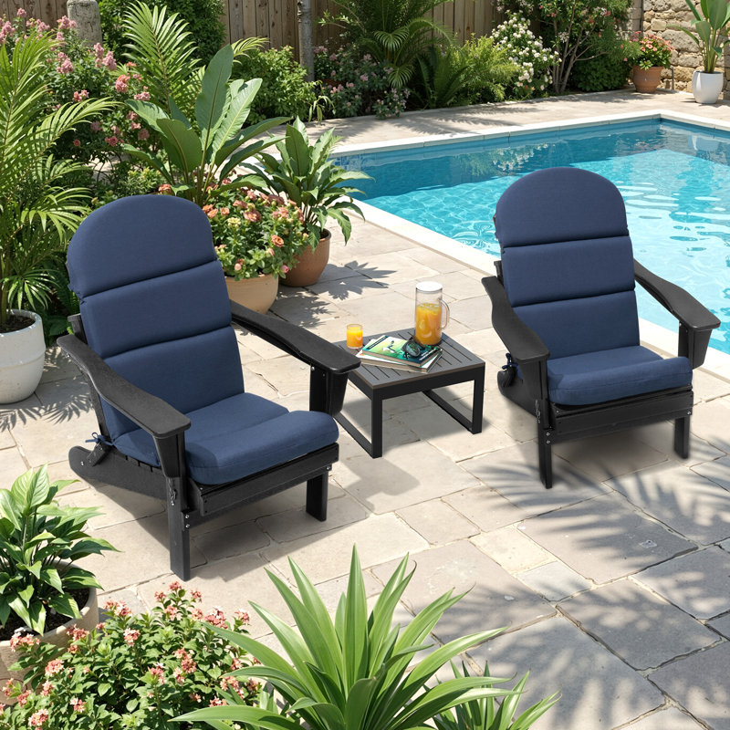 Ebern Designs 2.36''  Adirondack Chair  Outdoor Seat / Back Cushion, Navy, Polyester, 2