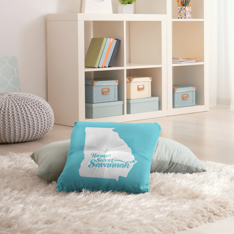 Reversible Throw Pillow, 36" H x 36" W, Savannah/Georgia, Teal