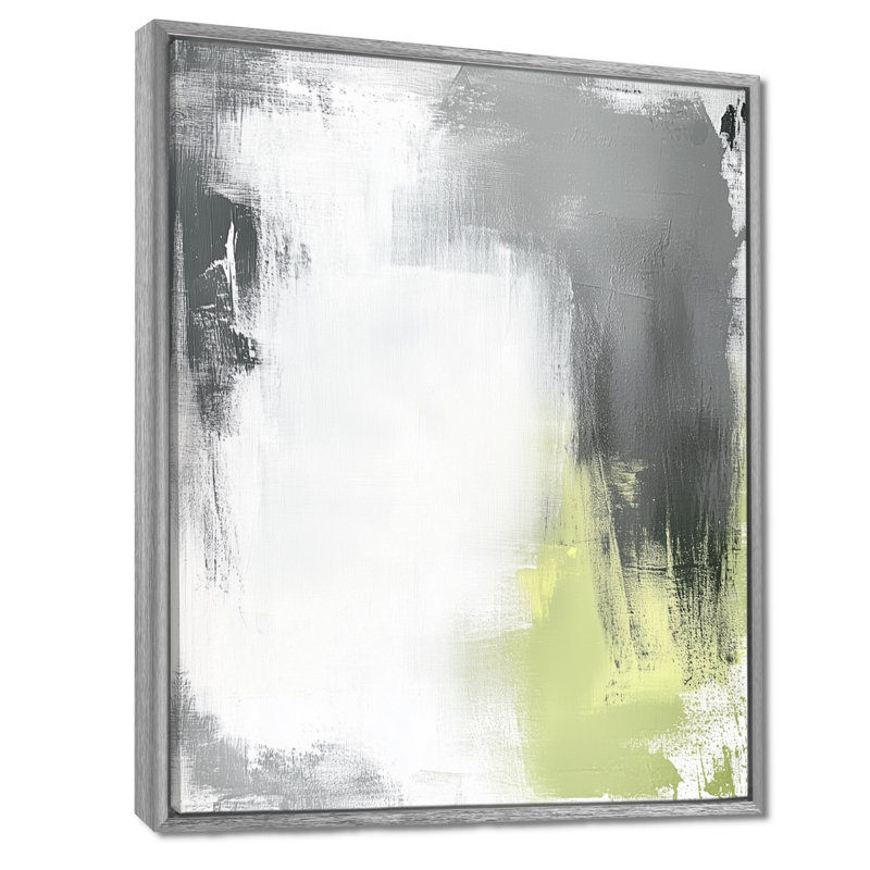 «Cool Grey Lime Texture II», art mural géométrique gris, H 32 po x l 16 po, Encadrement argenté