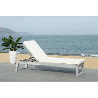 Faunce Outdoor Eucalyptus Wood Chaise Lounge , Cushion Included
