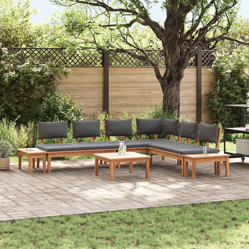  Garden Bench Set With Cushion With Storage 3 Pcs Brown, Grey