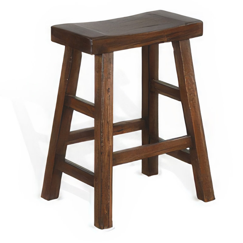Reggie Barstool Set of 2, Saddle Seat, Mocha Brown Mahogany, Counter Stool (24” Seat Height), Mocha Brown