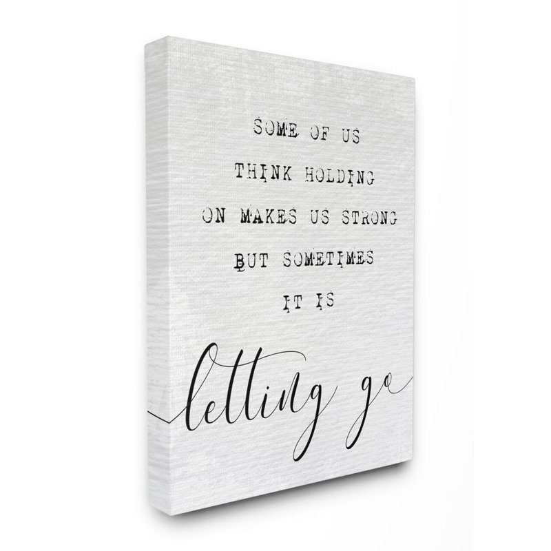 «L Let Go» par Daphne Polselli - reproduction d'art textuel, H 48 po x l 36 po x P 1,5 po, Toile tendue