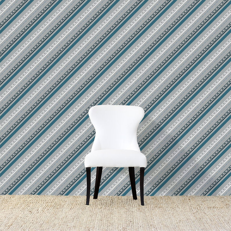 Ndop Geometric Wallpaper, Blue/Gray